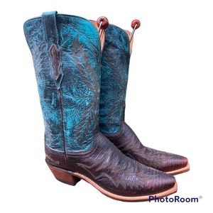 1883 Armadillo Blue Leather Boots Womens 9 B